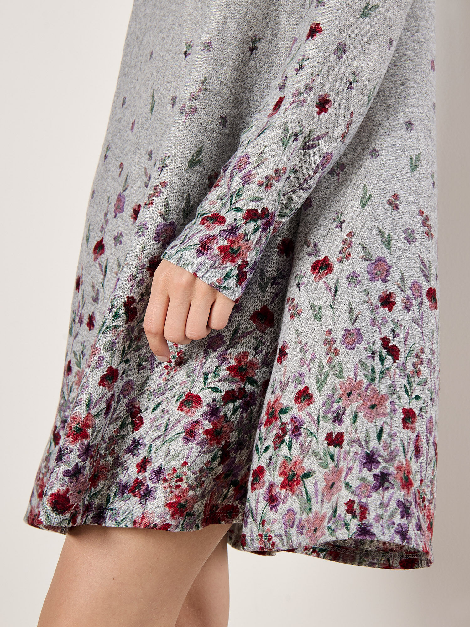 Floral Border Jersey Knit Mini Dress | Apricot Clothing