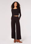 Ribbed Knit Crop Top, Black, large