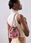Beaded Velvet Drawstring Bag, Pink, large