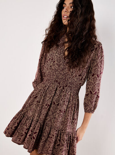 Paisley Ruffle Soft Mini Dress