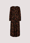 Boho Floral Print Maxi Dress, Black, large