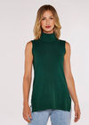 Roll Neck  Knit Top, Green, large