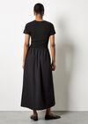 Ribbed Top Midi Dress, Black, large