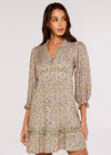 Ditsy Puff Sleeve Mini Dress, Mint, large