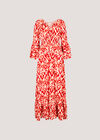 Ikat Swirls Maxi Dress, Red, large