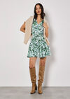 Floral Chiffon Mini Dress, Green, large
