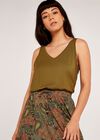 Paisley Enchant Curved Hem Skirt, Khaki, large