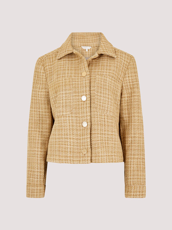 Gold Tweed Tailored Jacket, Stone, large