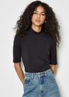 Jersey Mock Neck Top, Black, large