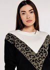 Animal Chevron Jumper, Khaki, large