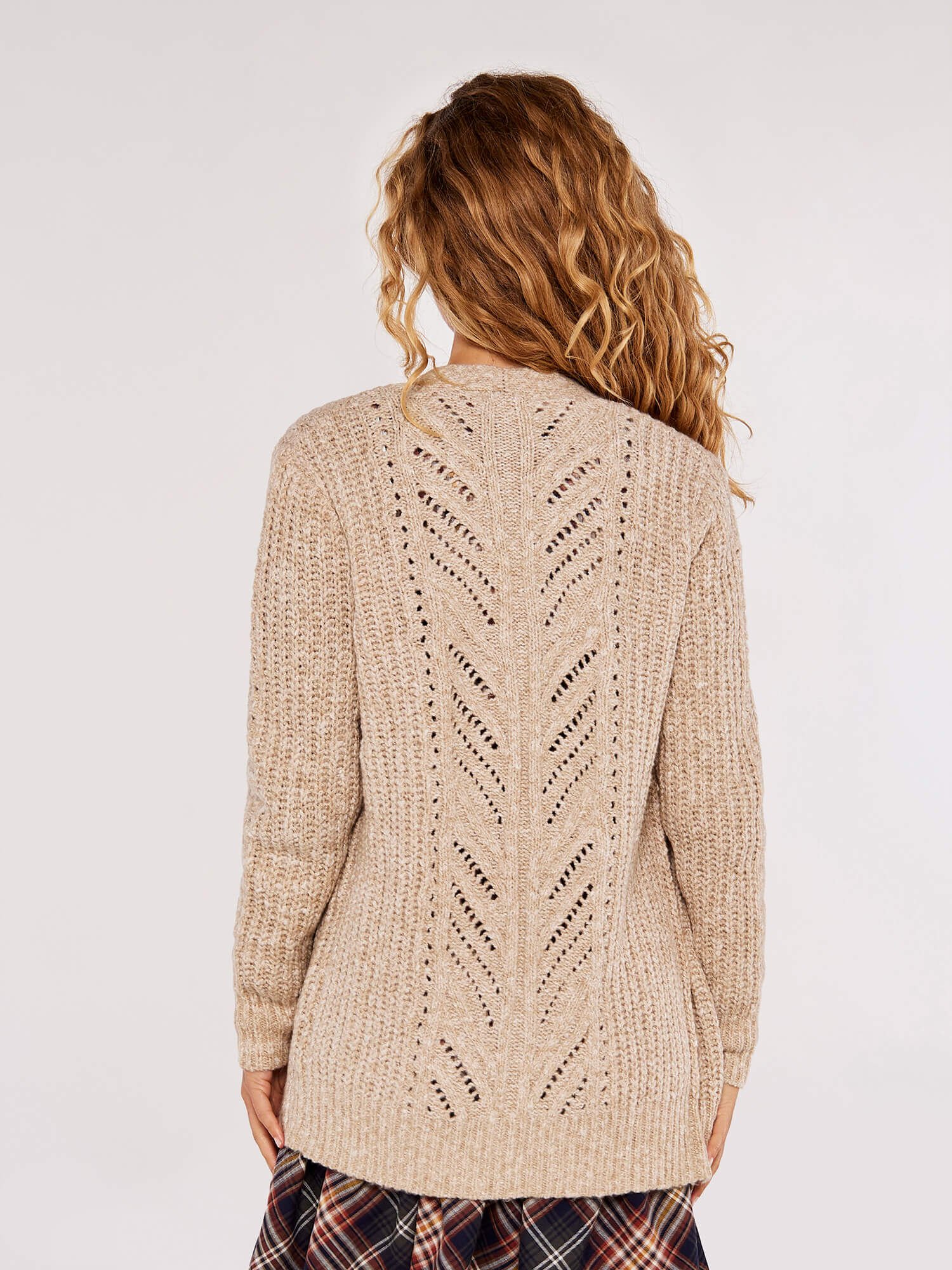 Chunky Ribbed Knit Cardigan Apricot Clothing