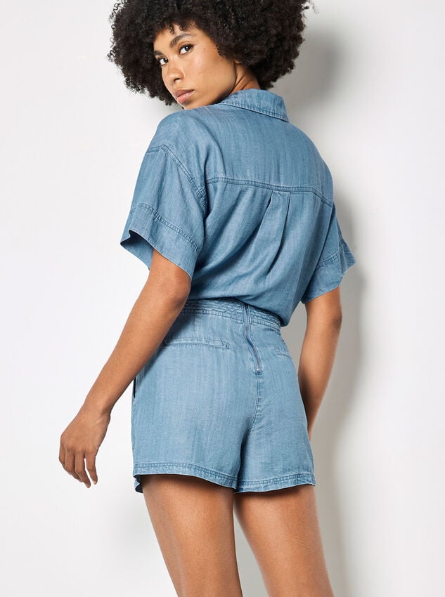 Denim Wrap Mini Skort, Blue, large