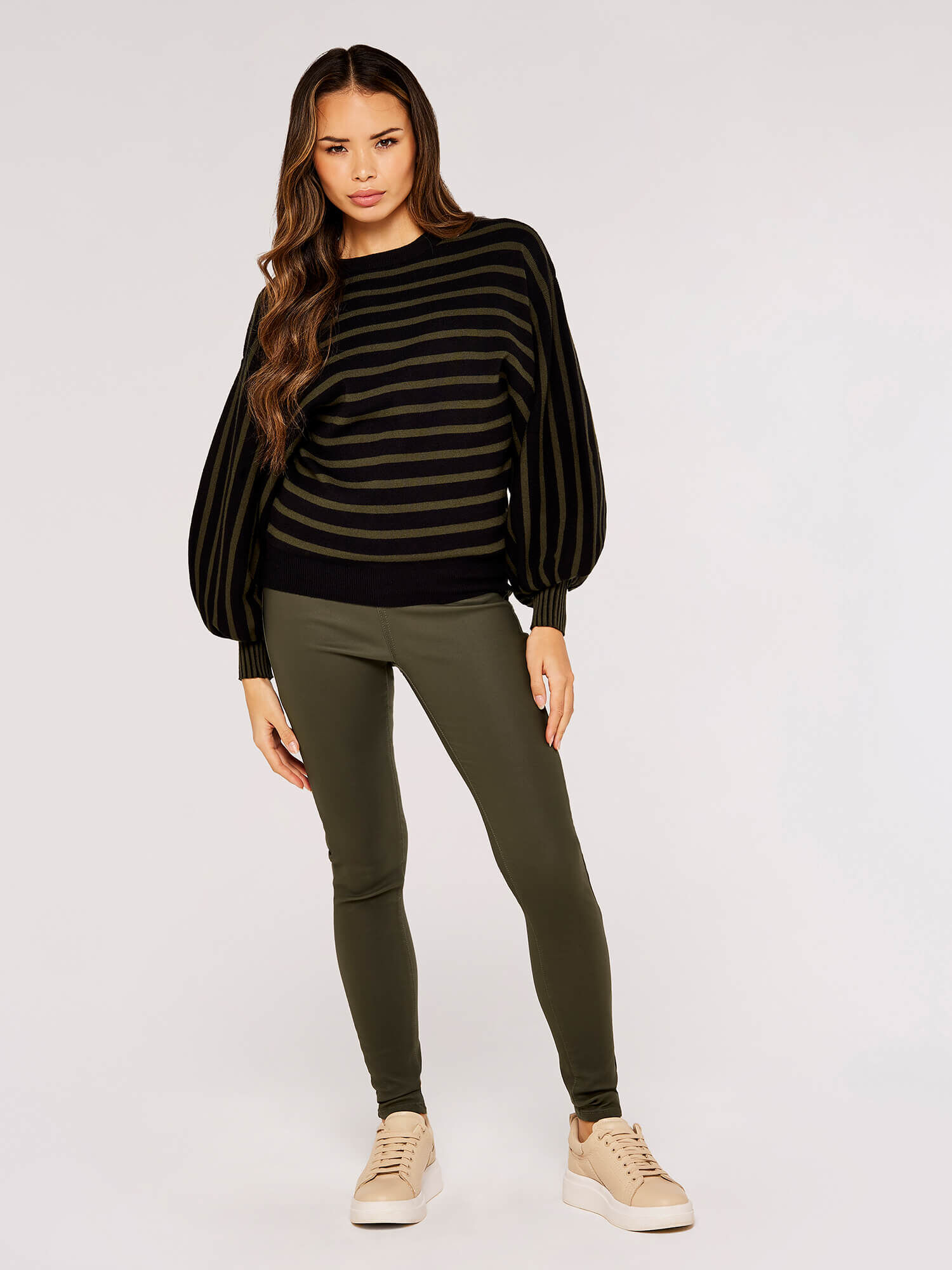 Khaki on sale ribbed jumper