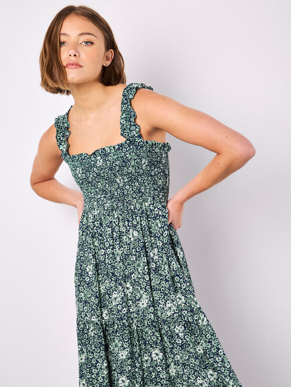 Ditsy Floral Midi Dress, Navy, large