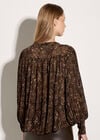 Snakeskin Chiffon Blouse, Brown, large