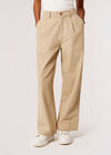 Twill Pleat Detail Palazzo Trousers, Stone, large