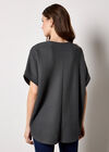 Waffle Knit Batwing Top, Dark Grey - Charcoal, large