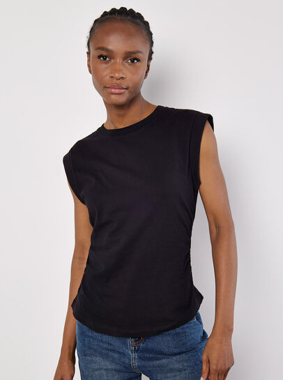 Cotton Jersey Side Ruched T-Shirt