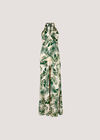 Tropical Leaf Satin Maxi Dress, Cream, large