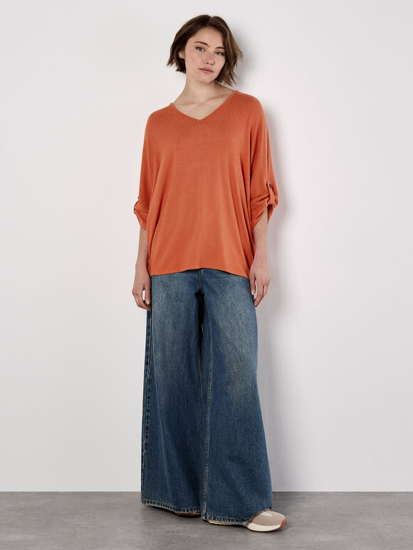 Soft Touch Oversized Batwing Top, Coral, large