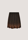 Chevron Knit Pleated Mini Skirt, Black, large