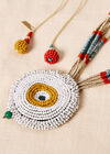 Circle Beaded Necklace, White, large
