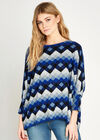 Diamond Stripes Oversized Top, Blue, large