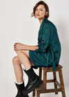 Animal Print Satin Wrap Mini Dress, Green, large