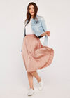 Pleated Satin Crepe Skirt, Pink, large