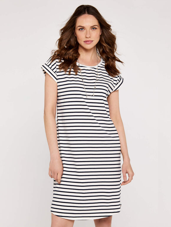 Nautica Jersey Dress, White, large