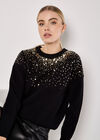 Sequin Embellished Jumper, Black, large