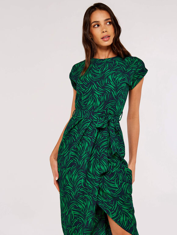 Brushstroke Print  Midi Dress, Navy, large