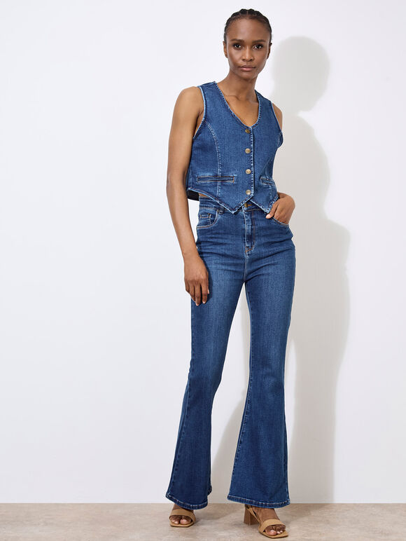 Denim Waistcoat, Blue, large