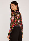 Pink Roses Lace High Neck Top, Black, large