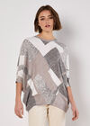 Batwing Geometric Jersey Top, Brown, large