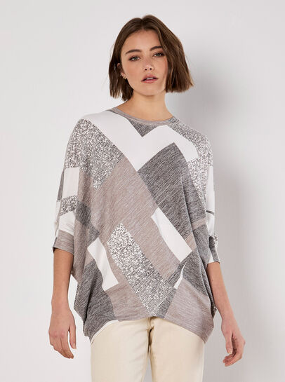 Batwing Geometric Jersey Top