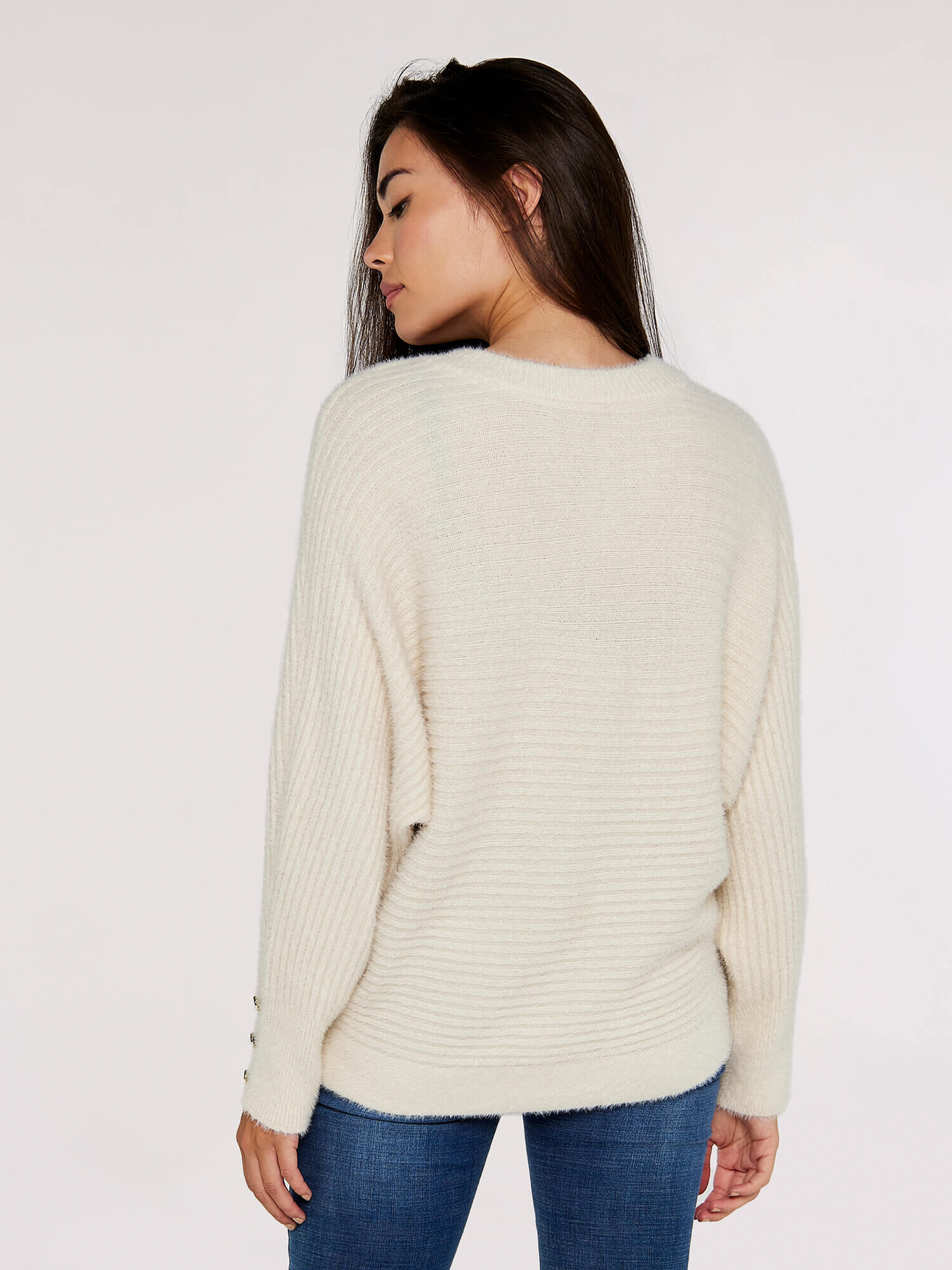 Fluffy Ribbed Jumper Apricot Clothing