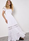 Floral Lace Milkmaid Maxi Dress, White, large