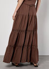 Tiered Crochet Insert Maxi Skirt, Brown, large