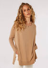 Ribbed Side Split Top, Stone, large