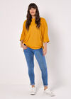 Soft Touch Drawstring Batwing Top, Mustard, large
