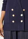 Rib Knitted Blazer, Navy, large