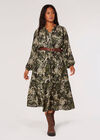 Curve Meadow Textured Midi Dress, Khaki, large