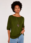 Ruched Side Top, Green, large