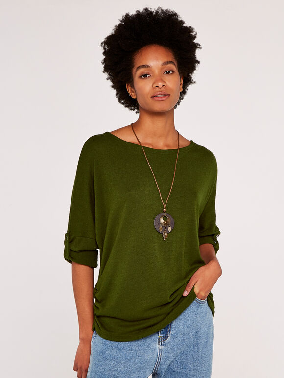 Ruched Side Top, Green, large