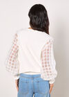 Contrast Organza Sleeves Jumper, White, large