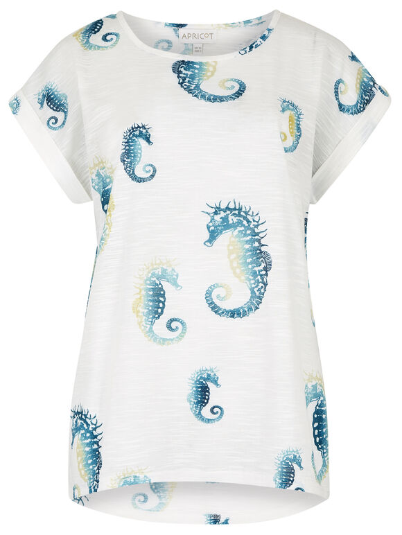 Seahorse Tee, Aqua - Turquoise, large