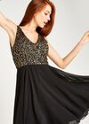 Sequin Top Swing Dress, Black, large