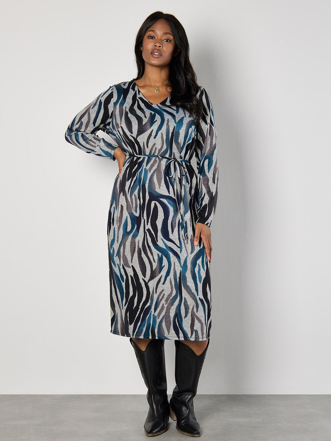 Image of Curve Soft Touch Zebra Midi Dress