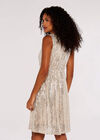Sequin V Neck Mini Dress, Stone, large